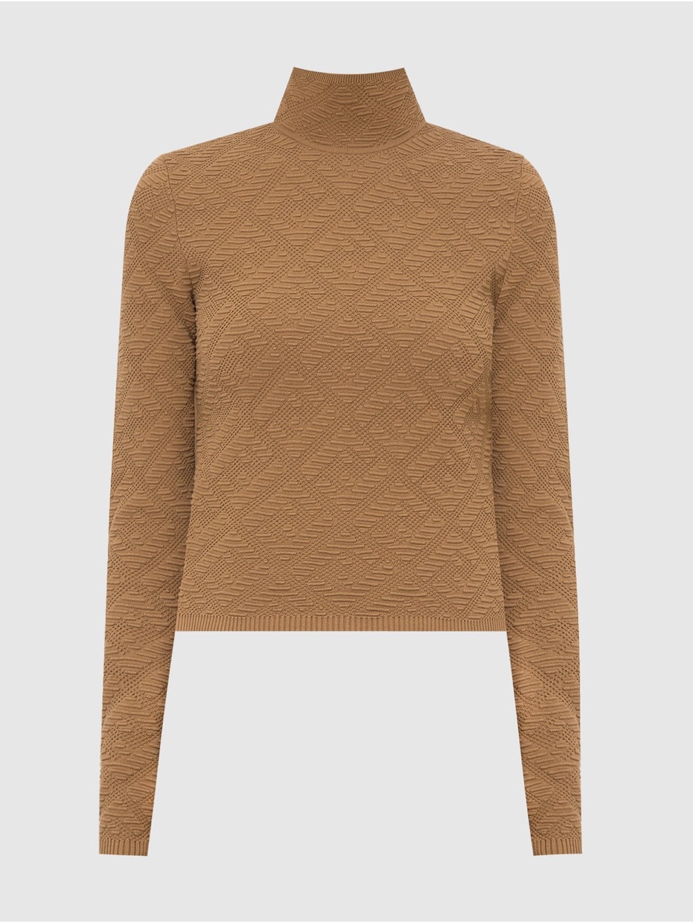 Fendi Camel Textured Turtleneck Sweater